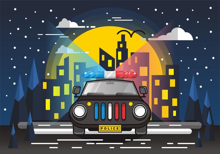 Bright Police Lights in the City Vector Design