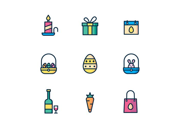 Easter Icons on White Background vector