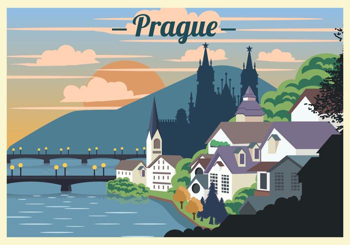 Prague Landscape Scene Vector 