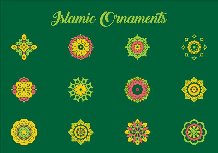 Green and Coral Arabic Ornament Vectors Green and Coral Arabic Ornament Vectors