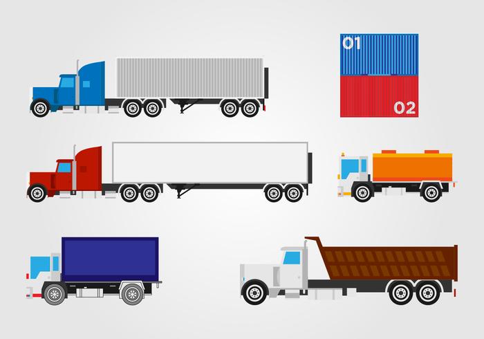 Flat Trucking Container Vector Set