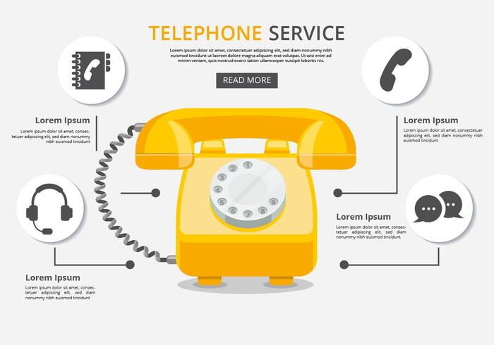 Servicio telefónico gratuito Con Los Iconos Vector