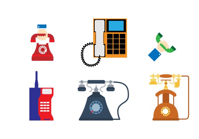 Flat Retro Phone Sticker vector