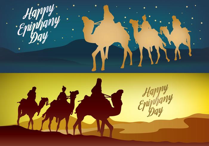 Happy Epiphany Day Banner Vectors