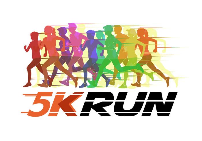 5K Running Silhouette Vector Illustration