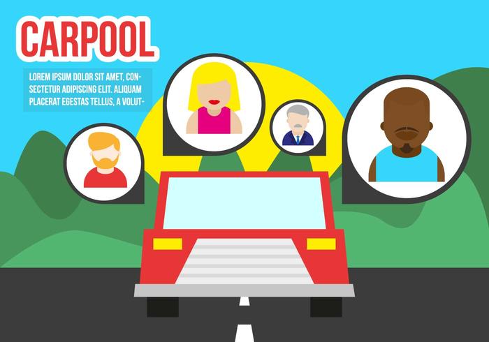 Carpool Flat Illustration Vector