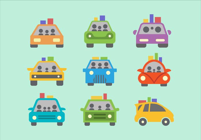 Colorful Carpool Flat Vector