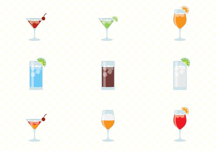Alcohol And Cocktails Drinks Set vector