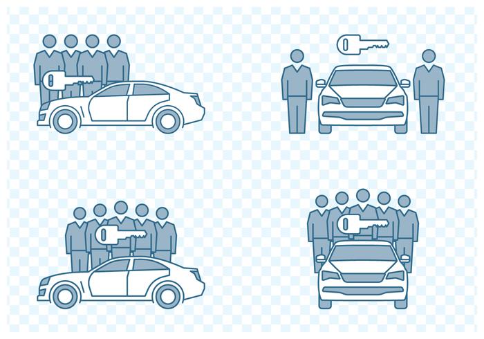 Car Sharing Icons vector