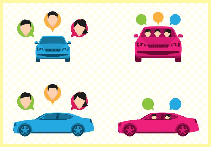 Car Sharing Illustration Sets vector