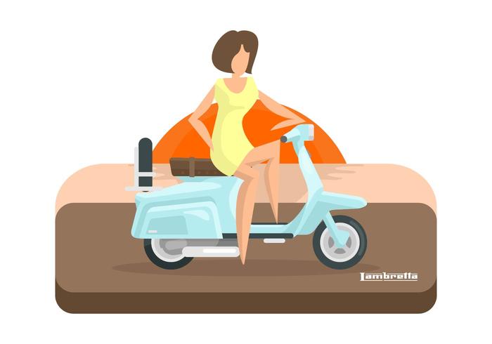 Lambretta Sunset with Rider Illustration vector