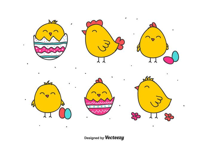 Doodle Easter Chick Vectors Doodle Easter Chick Vectors