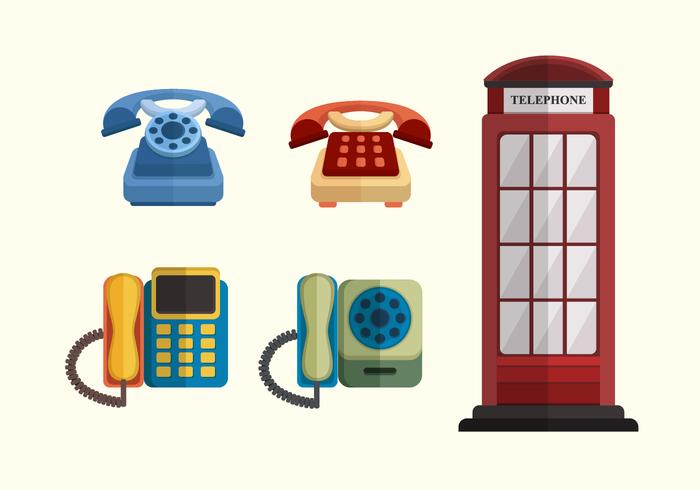 Flat Classic Telephone Vector Collection Flat Classic Telephone Vector Collection