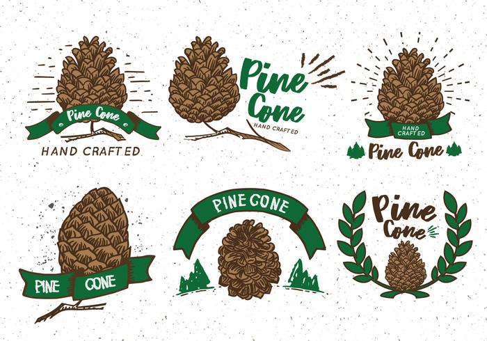 Pine Cones Sticker Vintage Label vector