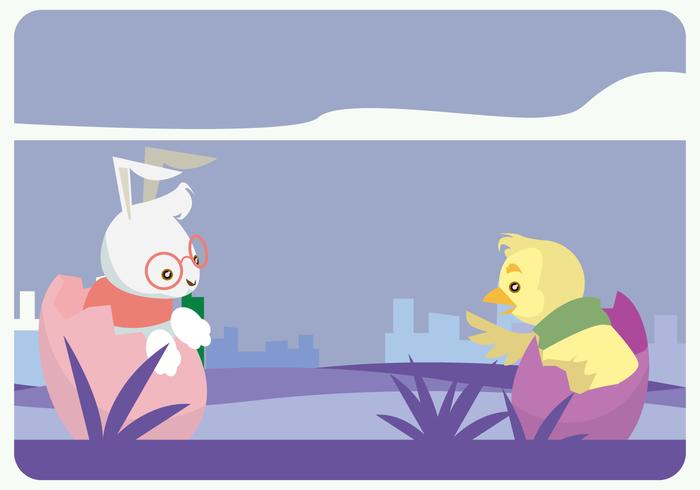 Hipster Bunny And Chick Vector Hipster Bunny And Chick Vector