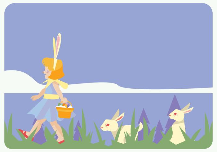 Litle Easter Egg Hunter Girl Vector