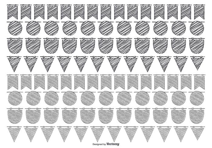 Sketchy Bunting Banner Collection vector