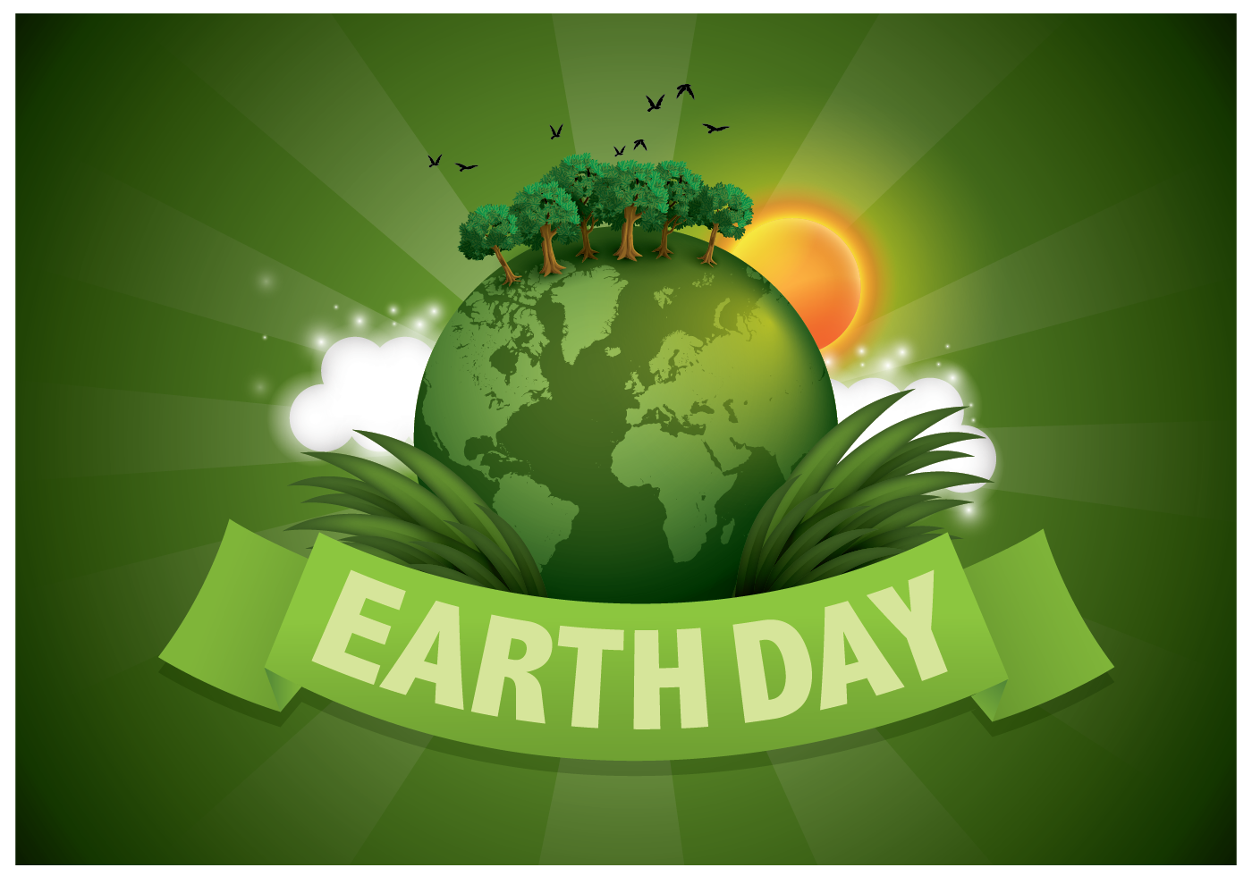 Green Earth Day Illustration Vector