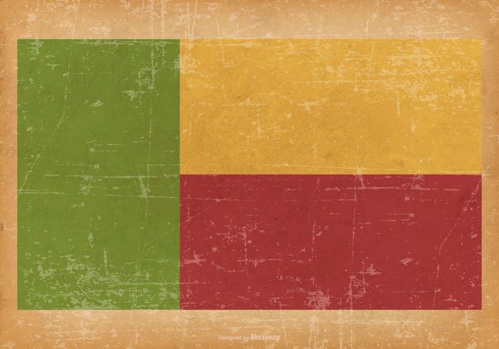 Bandera de Benin en fondo del grunge vector