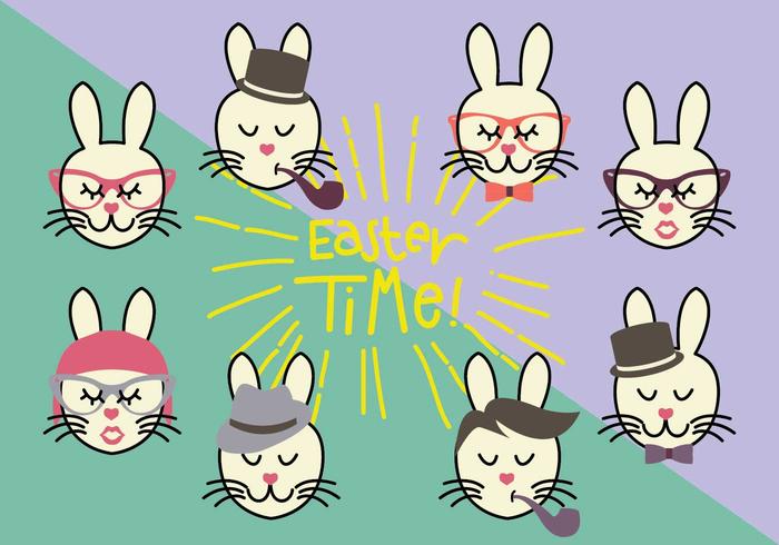 Group of Hipster Bunny Vectors Group of Hipster Bunny Vectors