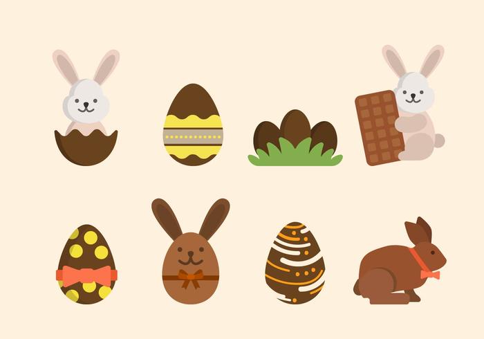 Los vectores de Pascua de chocolate planas