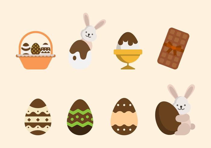 Los vectores de Pascua de chocolate planas