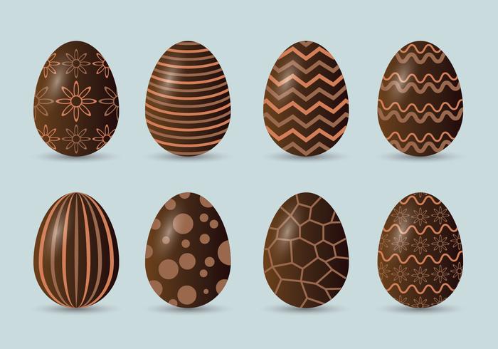 Chocolate Easter Eggs Icons Set vector