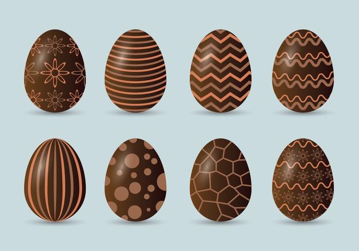 Conjunto de iconos de huevos de Pascua de chocolate vector