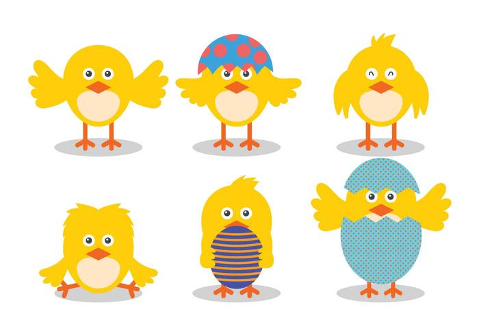 Easter Chick Cute Vector Illustration Set