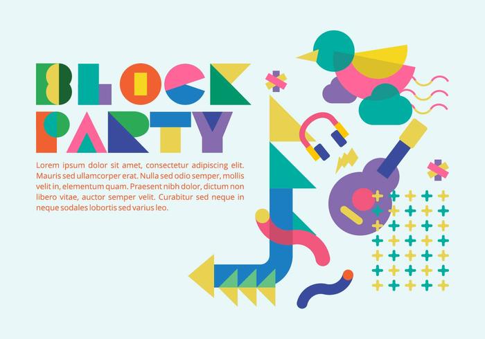 80s Style Block Party Background Vector