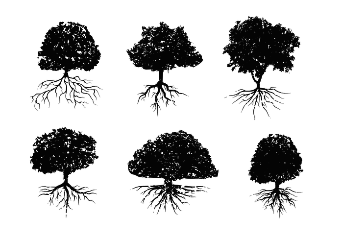 Distressed Tree With Roots Vector