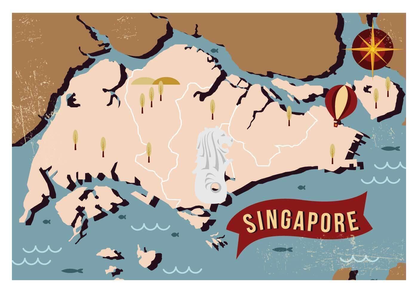 Vintage Singapore Map Vintage Singapore Map