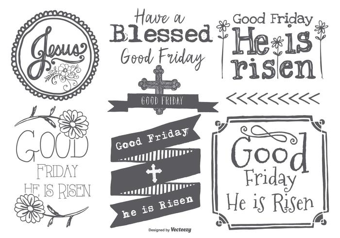 Good Friday Hand Drawn Label Collection vector