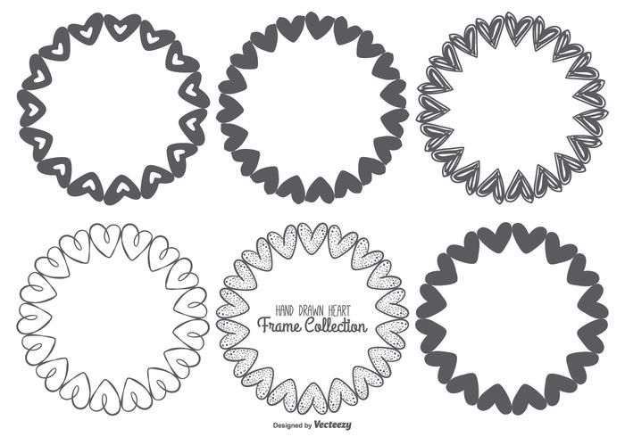 Cute Sketchy Heart Frames Collection vector