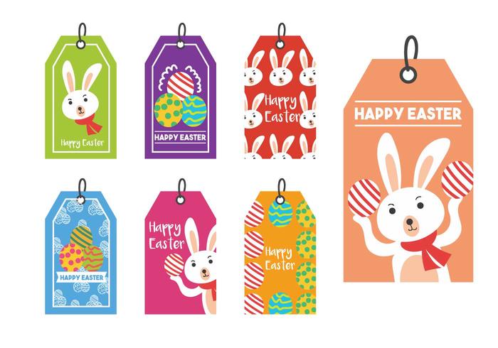 Easter gift tag vector set