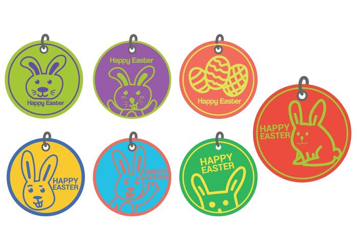 Easter gift tag circle vector set Easter gift tag circle vector set