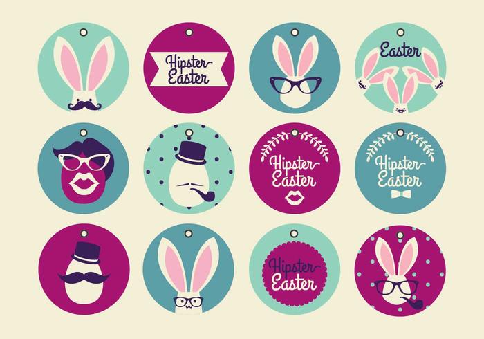 Hipster Easter Tag Vectors