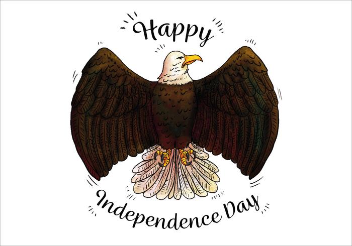 Watercolor Bald Eagle Independence Day Vector