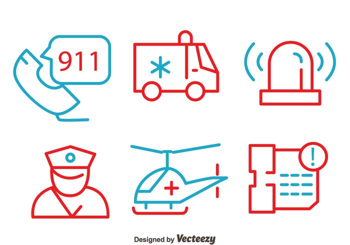 Police And Emergency Element Line Vectors