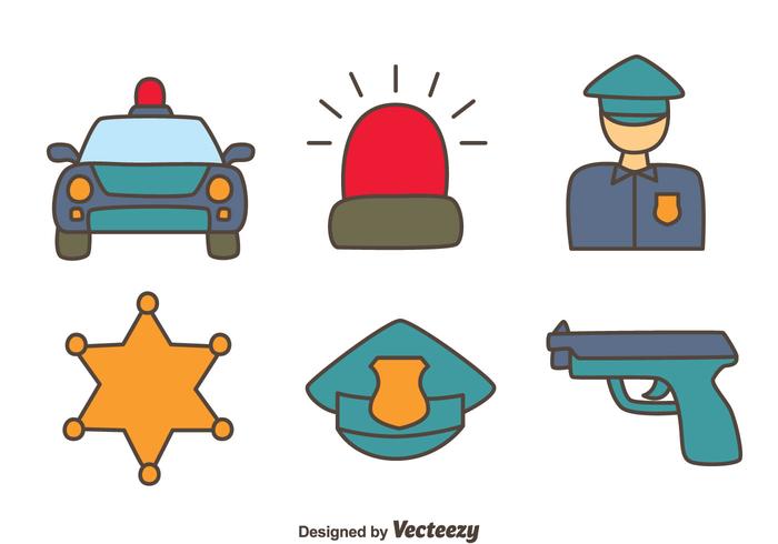 Hand Drawn Police Element Vectors Hand Drawn Police Element Vectors