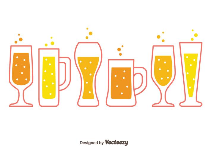 Types of beer glasses Royalty Free Vector Image