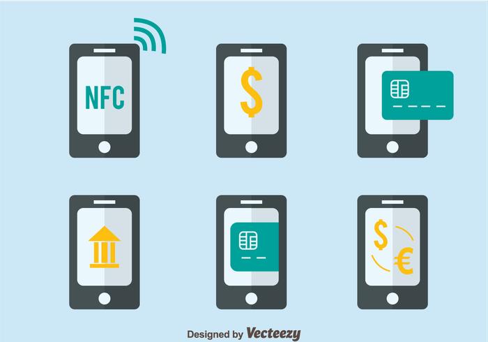 De pago NFC vectores Plano Estilo