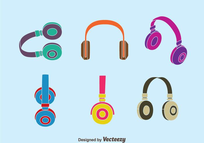 Colorful Headphone Collection Vector