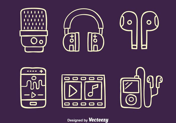 Hand Drawn Music Player Element Vectors