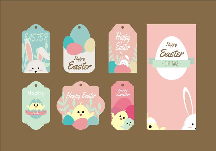 Cute Easter Gift Tag Vector Collection