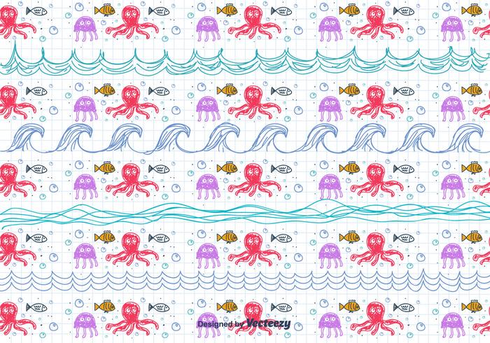 Children's Drawing Sea Pattern vector