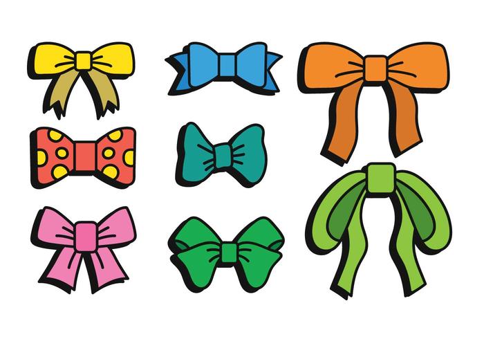 Hair ribbon vector hand drawn set Hair ribbon vector hand drawn set