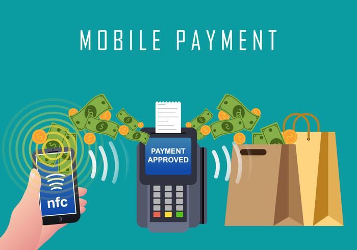 El pago móvil con tecnología NFC vector
