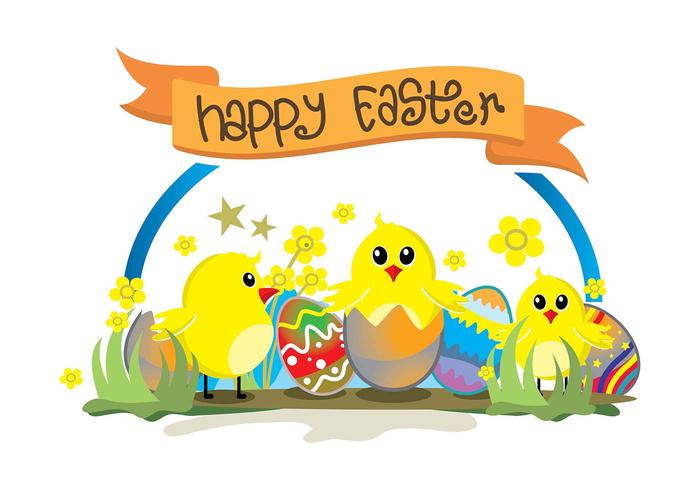 Easter chick cute background vector