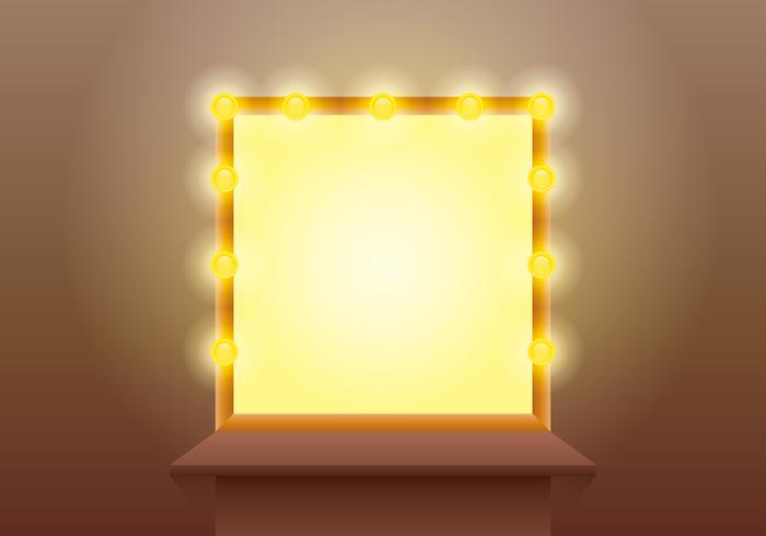 Lighted Mirror with Wooden Table Vector Lighted Mirror with Wooden Table Vector